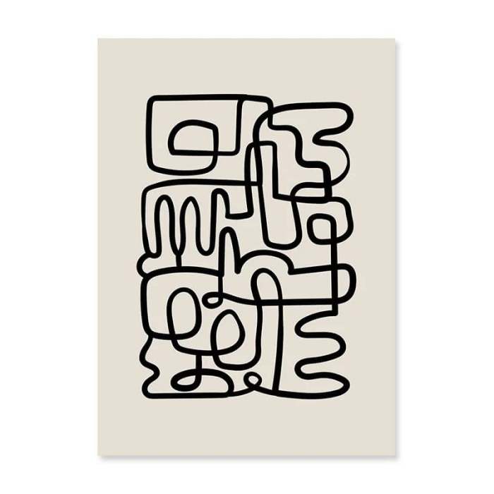 抽象デザイン ポスター ラインメイズ 北欧モノトーン ミニマルアート