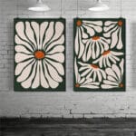 フラワー アートポスター レッドラインフラワー