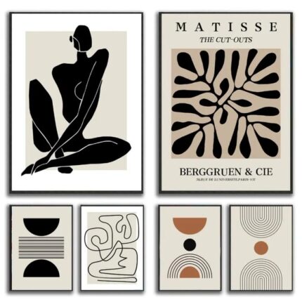 抽象アート ポスター モダンブラックカット 北欧モダンデザイン