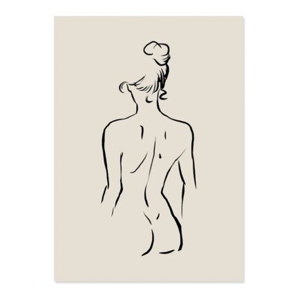 女性ラインアート ポスター バックスタイル 北欧インテリア