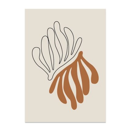 抽象デザイン ポスター アブストラクトリーフライン 北欧インテリア