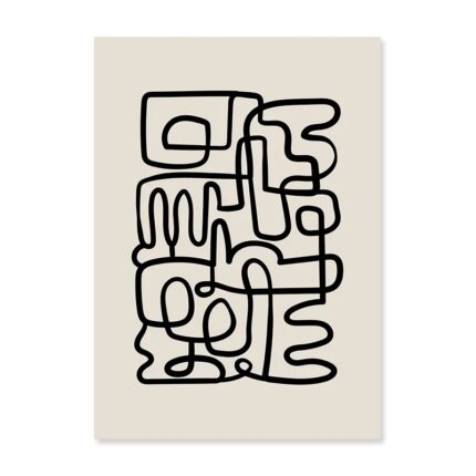 抽象デザイン ポスター ラインメイズ 北欧モノトーン ミニマルアート