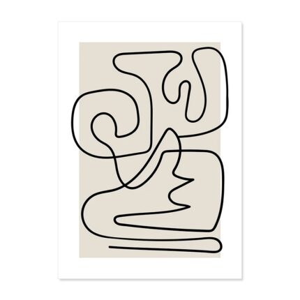 抽象デザイン ポスター ラインフロー 北欧ミニマル モノトーンアート