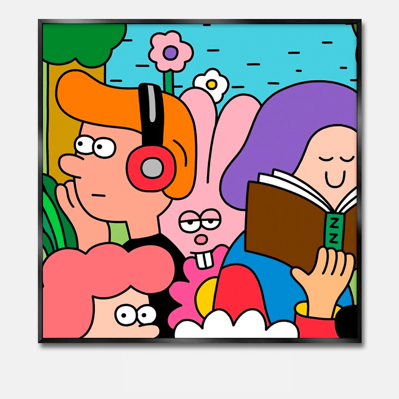 sku-00009 ミュージック&ライフスタイル アートポスター 音楽と本の世界に