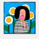 フラワータイム キャラクターアートポスター 女の子とアイスクリーム