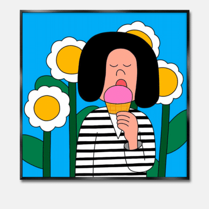 フラワータイム キャラクターアートポスター 女の子とアイスクリーム