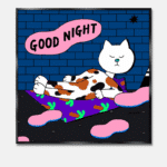 グッドナイトキャット ネコのアートポスター 眠る猫 ポップアート