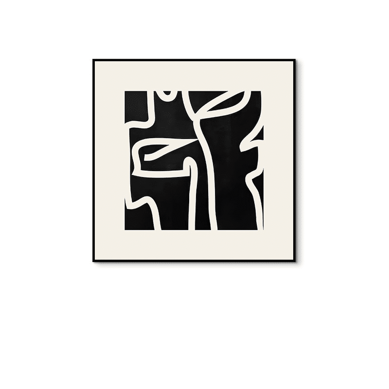 002 北欧風シンプル ポスター ブラックアブストラクトライン モダンアート キャンバスポスター momokoart